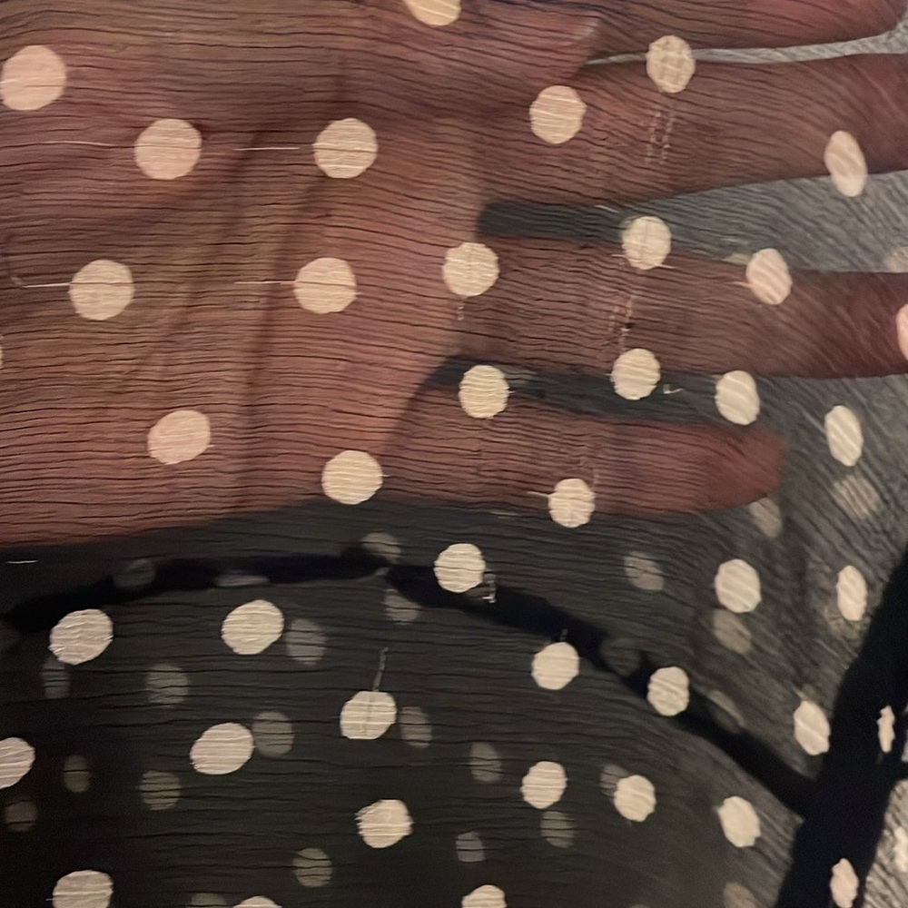 J. Crew Navy White Polka Dot Chiffon w Tassels Top - Picture 8 of 8